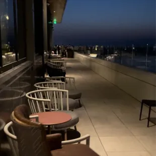 a view of the ocean at night