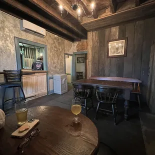 a beer glass on a table