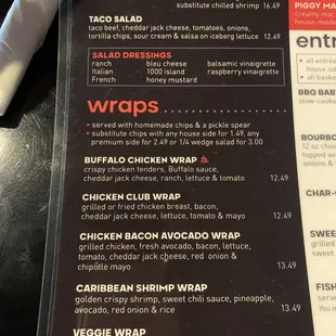 Menu - Wraps