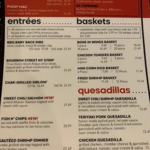 Menu - Entrees &amp; Quesadillas