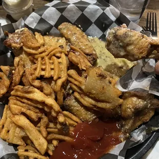 Garlic Parm wings and fries