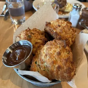 Bacon Cheddar Biscuits , Apple Honey Butter