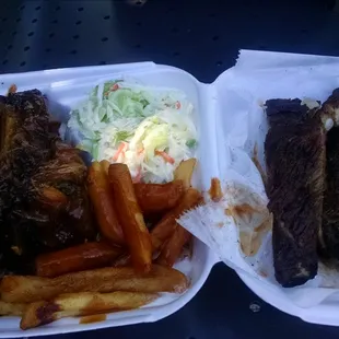 One half rack with two sides.  Very filling for two people.