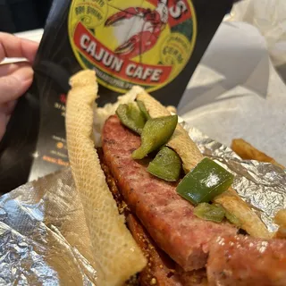 Alligator Sausage Breakfast Po' Boy