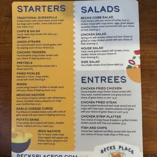 Other side of menu