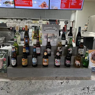 bottles of beer on a counter