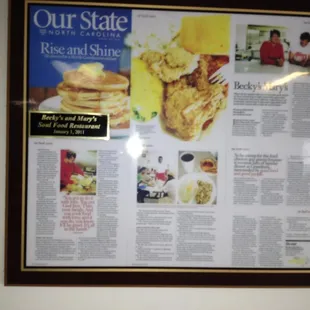 Our State Magazine article of this place, Jan 2011.