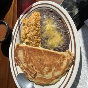 Kids quesadilla with rice and beans