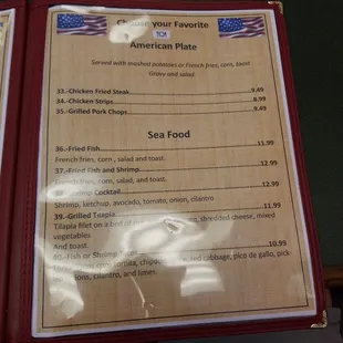 a menu for american plate
