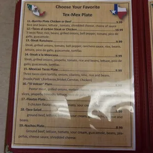 menu