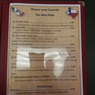 menu