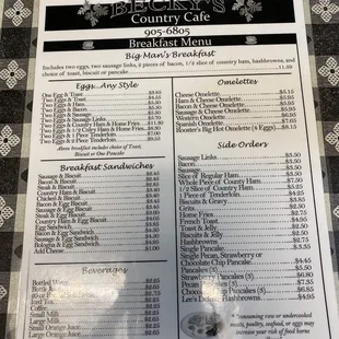 breakfast menu