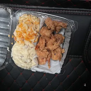 Mashed potatoes, Mac &amp; cheese with Fried Shrimp