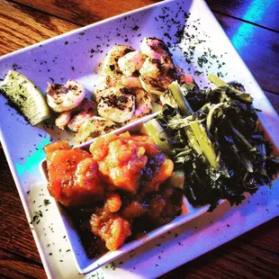 Grilled shrimp, collard greens and yams!!!!