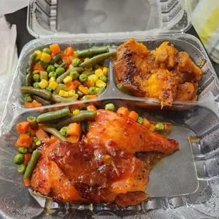A sad $22 Grilled Salmon dinner.  Look at this small portion.  smh