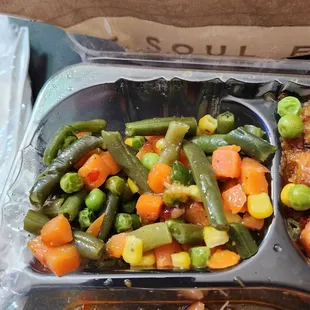 Small portion of mixed vegetables