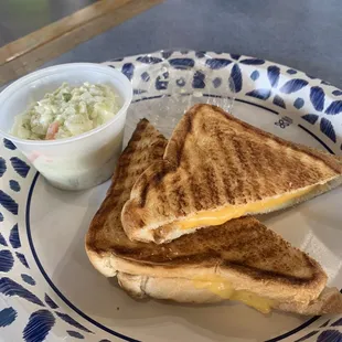 Grilled cheese with cole slaw