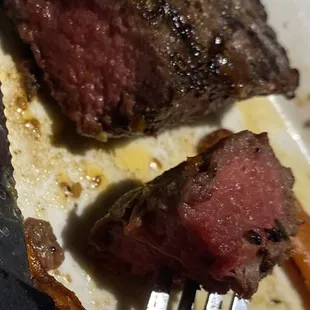 &quot;Medium rare&quot; steak. It was disgusting and chewy. Obviously not medium rare. The sweet potato fries were undercooked too sadly.
