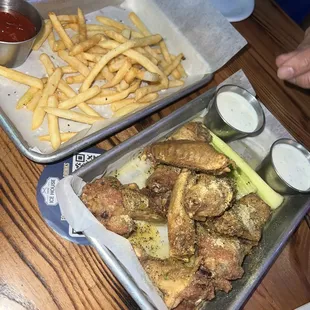 Lemon pepper wings and fries