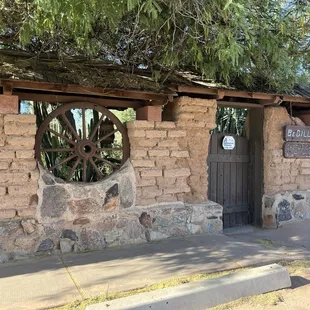 Exterior of restaurant and cacti garden