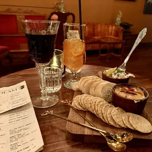 Spanish red wine, N/A Aperol Spritz, Baked Brie and  Smoked Trout and Onion Dip!!