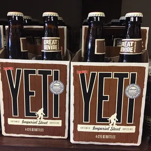 a display of beer bottles