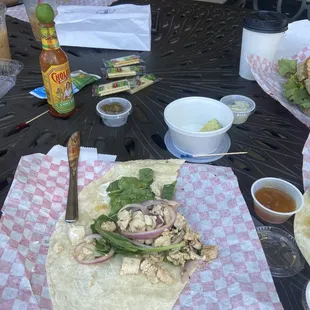 Jamaican wrap with mango sauce on the side