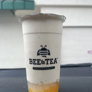 Banana protein smoothie with lychee and mango lychee