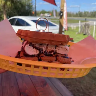 S&apos;mores honeycomb waffle sandwich