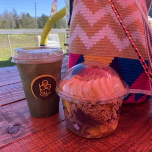 Matcha tea with almond milk and French vanilla and a sweet Açaí bowl done your way!