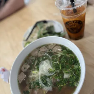 PHO and Thai Iced tea boba (dairy allergy free made with oatmilk)