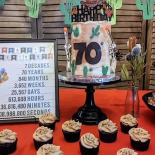 Beautiful designed 70th birthday cake just what we wanted! Chocolate banana was moist inside and delicious!