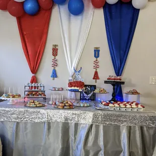 Set up was perfect! Blondies, donuts, chocolate covered strawberries and my daughter's favorite cake pops!
