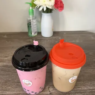 Sakura (Rose) Milk Tea and Thaiwanese Coffee
