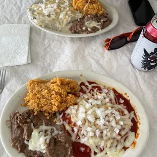 Red and green enchiladas