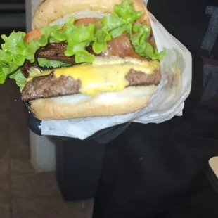 Mouth watering bacon cheeseburger
