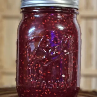 a jar of jam on a plate