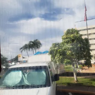 a van parked in a parking lot