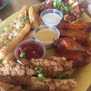 Appetizer Sampler - supa pedestrian, but most don't seek anything more from a place like this.