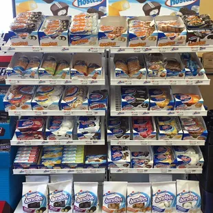 a display of cookies and milk