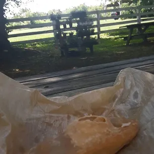 Cherry Hand Pie in the shade