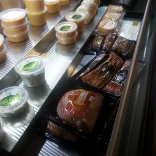 They sell local beer cheese and chicken salad, as well as, cheese and meats.