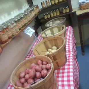 Fresh veggies  and canned goods