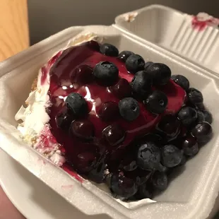 Lemon-chiffon with blueberry glaze