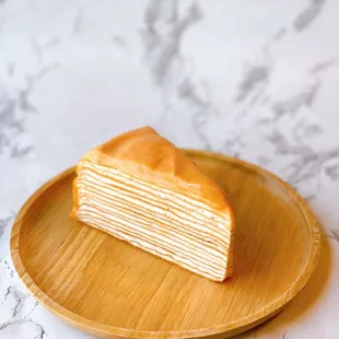 Thai tea crepe cake.