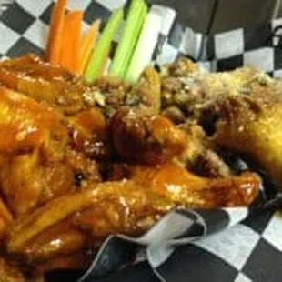 chicken wings and carrots