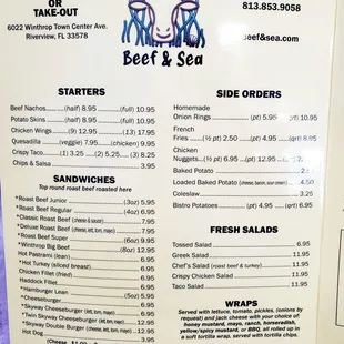 Beef &amp; Sea Menu 1