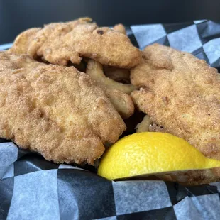 Haddock and onion rings. (They're underneath) Love the batter!