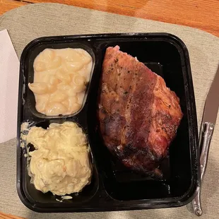 Baby Back Ribs &amp; 2 Sides. No sauce. Lame for the price.