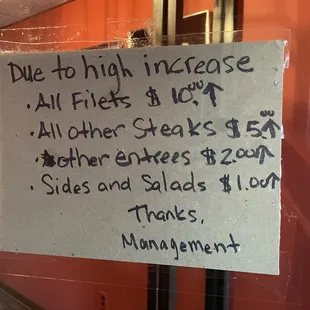 a sign in the window